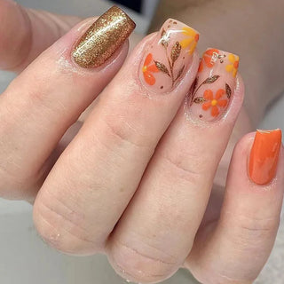 24 Pcs Pink Floral French Tip Press-On Nails cashymart
