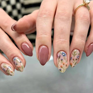  24 Pcs Pink Floral French Tip Press-On Nails cashymart
