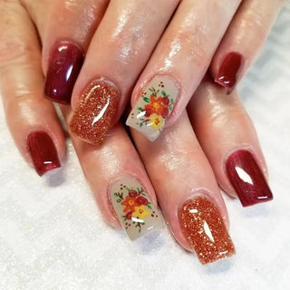  24 Pcs Pink Floral French Tip Press-On Nails cashymart
