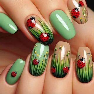  24 Pcs Pink Floral French Tip Press-On Nails cashymart