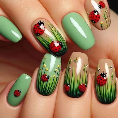  24 Pcs Pink Floral French Tip Press-On Nails cashymart