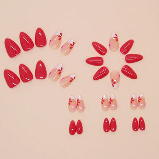  24 Pcs Press On Nails Rose Red Floral Design cashymart