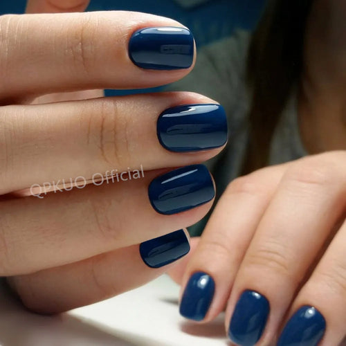  24 Pieces Navy Blue Acrylic Press On Nails cashymart