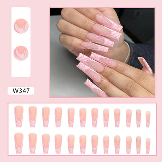  Heart Stripe Fake Nails cashymart