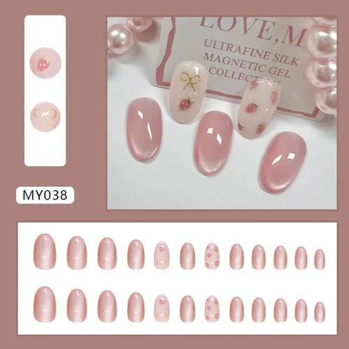  24PCS French Butterfly Cat Eye Press On Nails cashymart