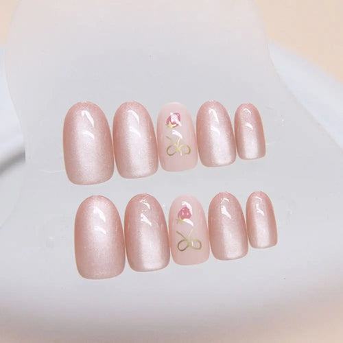  24PCS French Butterfly Cat Eye Press On Nails cashymart