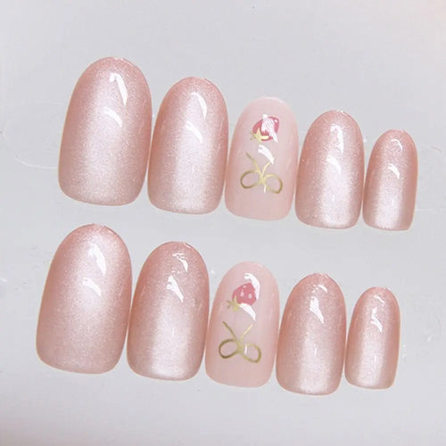  24PCS French Butterfly Cat Eye Press On Nails cashymart