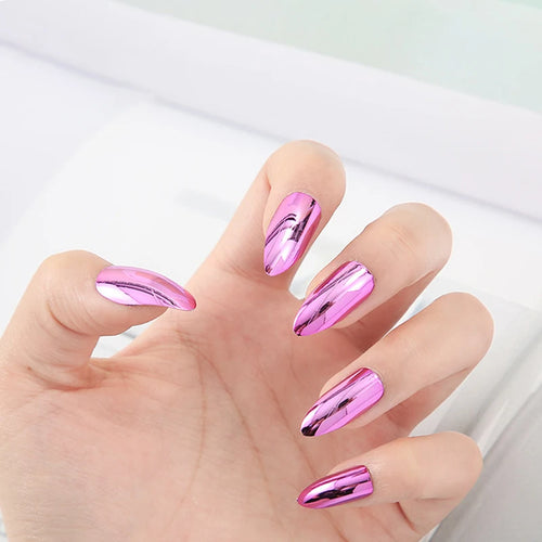  24PCS Metallic Press On Nails Set cashymart