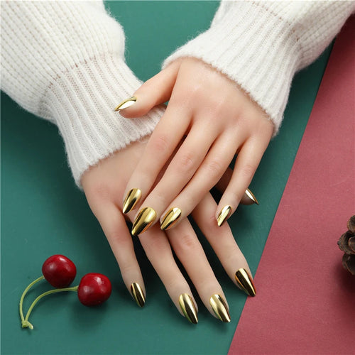  24PCS Metallic Press On Nails Set cashymart