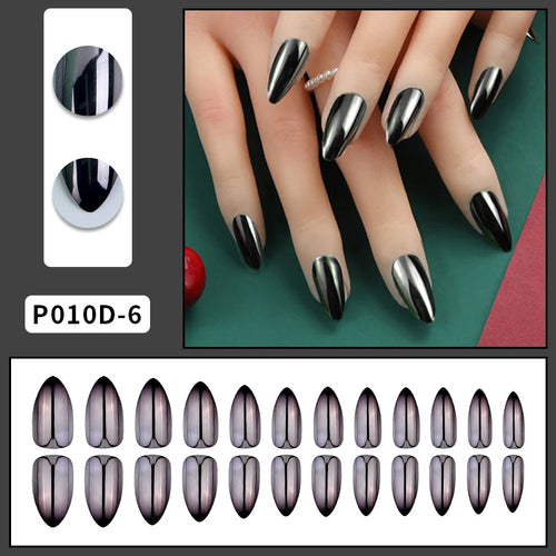  24PCS Metallic Press On Nails Set cashymart