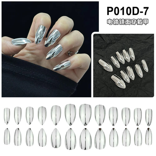  24PCS Metallic Press On Nails Set cashymart
