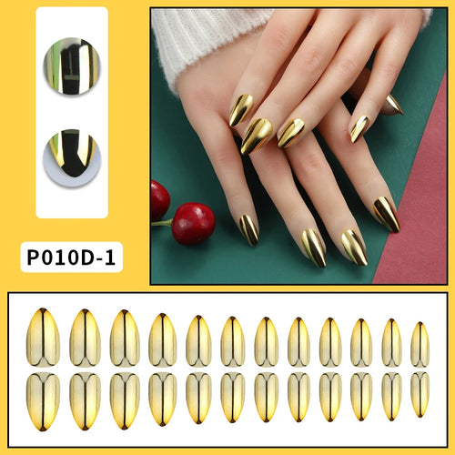  24PCS Metallic Press On Nails Set cashymart