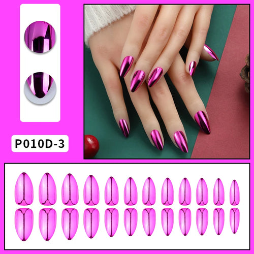  24PCS Metallic Press On Nails Set cashymart