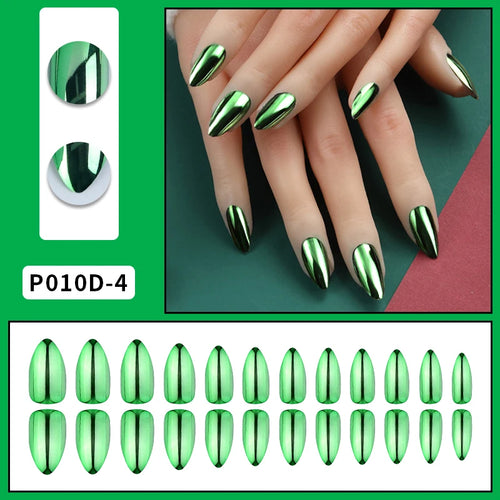  24PCS Metallic Press On Nails Set cashymart