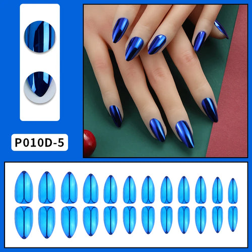  24PCS Metallic Press On Nails Set cashymart