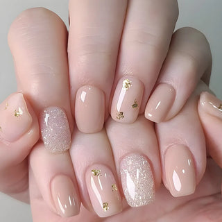  24Pcs Blue Fake Nails With Green Leaves Design cashymart