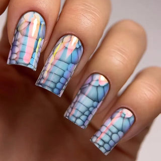  24Pcs Blue Wave Press On Fake Nails Set cashymart