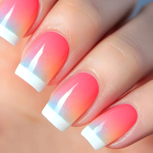 24Pcs Blue Wave Press On Fake Nails Set cashymart