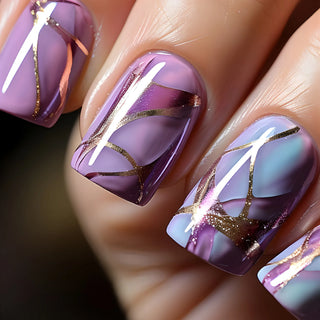  24Pcs Blue Wave Press On Fake Nails Set cashymart