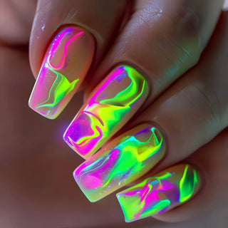  24Pcs Blue Wave Press On Fake Nails Set cashymart