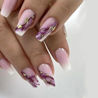  24Pcs Colorful Press On Fake Nails Set cashymart