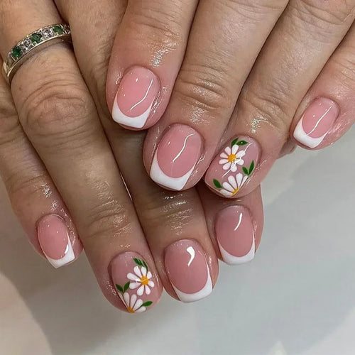  24Pcs Cute Green Square Press On Nails cashymart