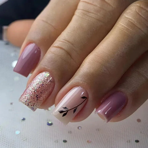  24Pcs Cute Green Square Press On Nails cashymart