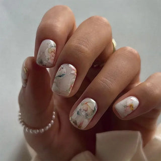  24Pcs Cute Green Square Press On Nails cashymart