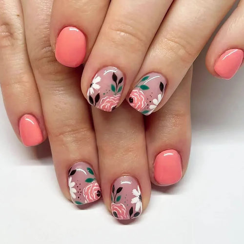  24Pcs Cute Green Square Press On Nails cashymart
