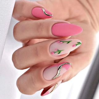  24Pcs Long Almond False Nails Set DIY Manicure cashymart