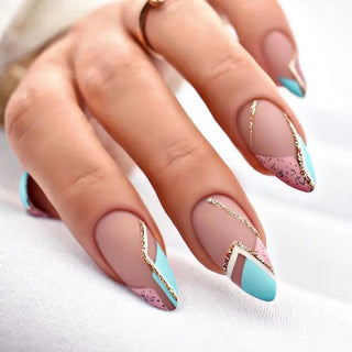  24Pcs Long Almond False Nails Set DIY Manicure cashymart