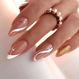  24Pcs Long Almond False Nails Set DIY Manicure cashymart