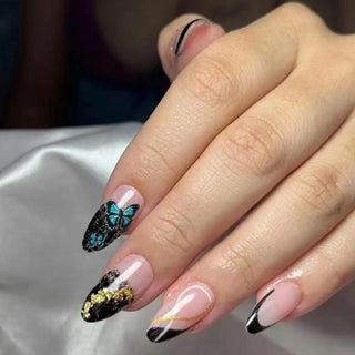  24Pcs Long Almond False Nails Set DIY Manicure cashymart