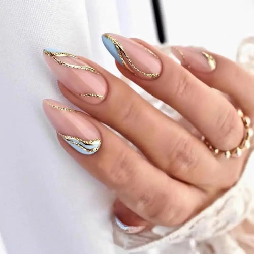  24Pcs Long Almond False Nails Set DIY Manicure cashymart