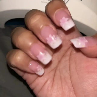  24Pcs Pink Flower Press-On Nails Set cashymart