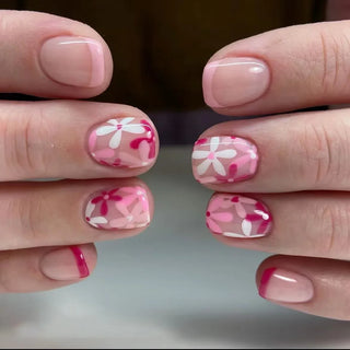  24Pcs Pink Flower Press-On Nails Set cashymart