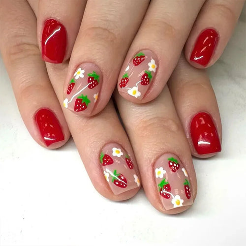  24Pcs Pink Flower Press-On Nails Set cashymart