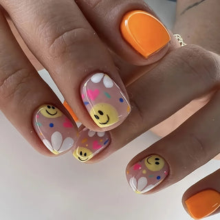  24Pcs Pink Flower Press-On Nails Set cashymart