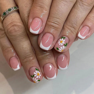  24Pcs Pink Flower Press-On Nails Set cashymart