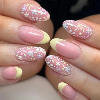 24Pcs Pink Flower Press-On Nails Set cashymart