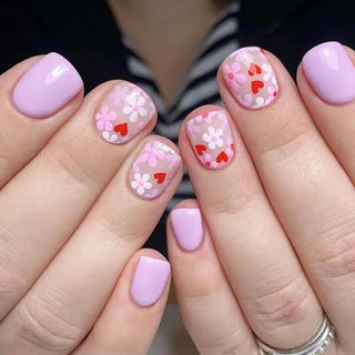  24Pcs Pink Flower Press-On Nails Set cashymart
