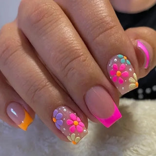  24Pcs Pink Flower Press-On Nails Set cashymart