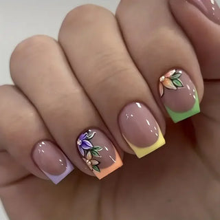  24Pcs Pink Flower Press-On Nails Set cashymart