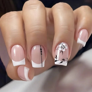  24Pcs Pink Flower Press-On Nails Set cashymart
