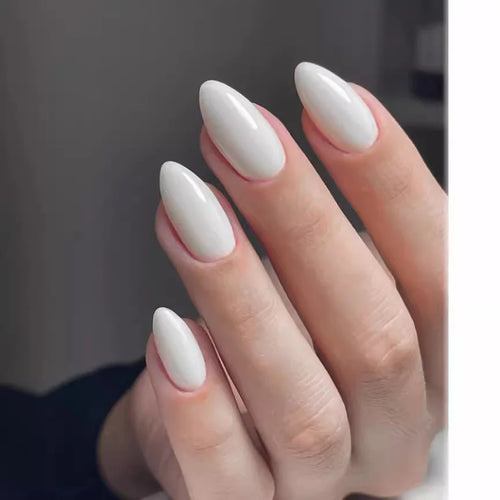  24Pcs White Almond Press On Nails Set cashymart