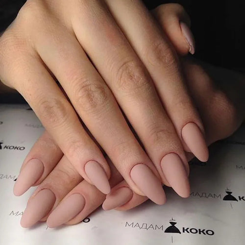  24Pcs White Almond Press On Nails Set cashymart
