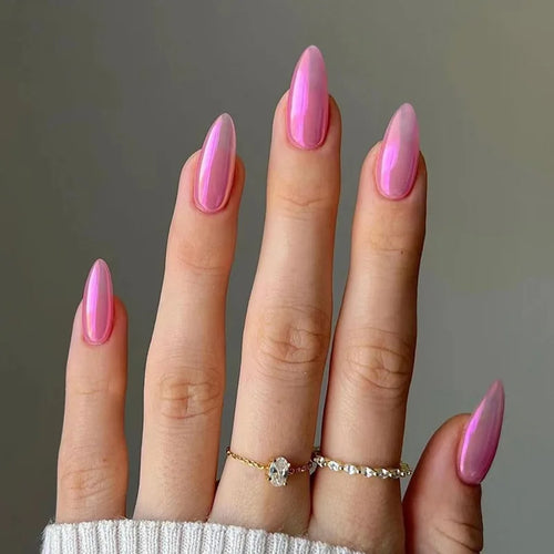  24Pcs White Almond Press On Nails Set cashymart