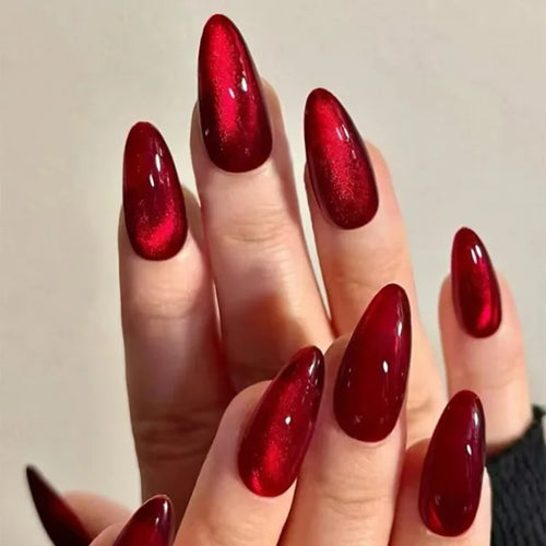  24Pcs White Almond Press On Nails Set cashymart