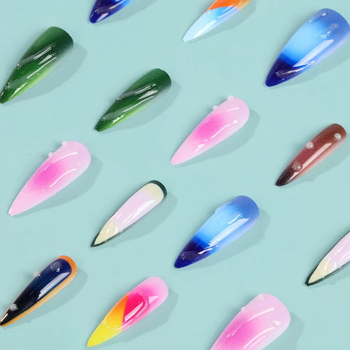  24pcs Color Almond Press On Nails Set cashymart