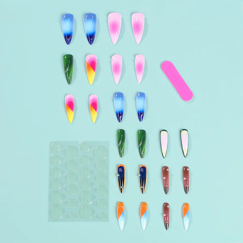  24pcs Color Almond Press On Nails Set cashymart